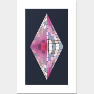 Geometric Shape Pink Diamond, pyramid for Geometry Lovers Posters and Art